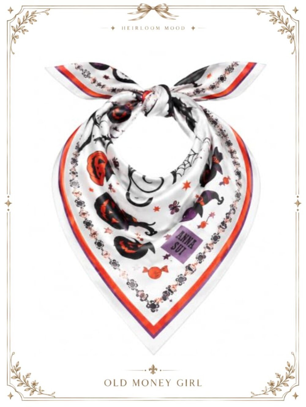Oversized Halloween Bandana Headband Scarf 27x27 Silk Blend Gothic